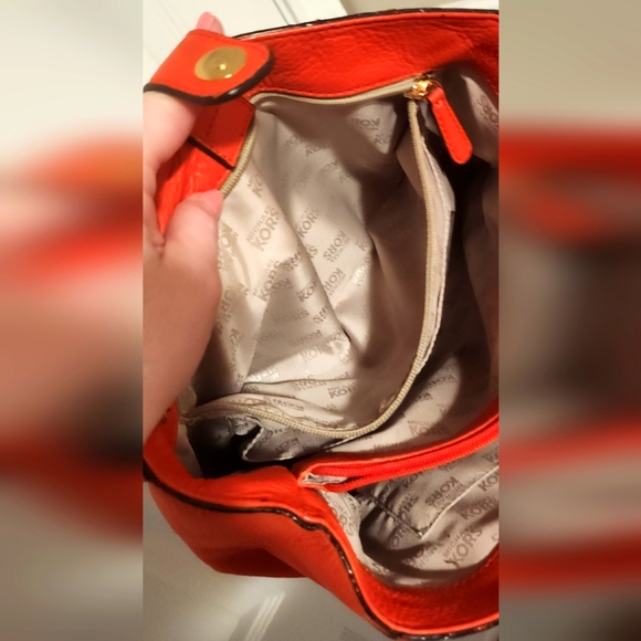 Michael Kors Pebbled Leather Convertible Crossbody Bag Orange Red 11.5" X 8.5" - Picture 15 of 15